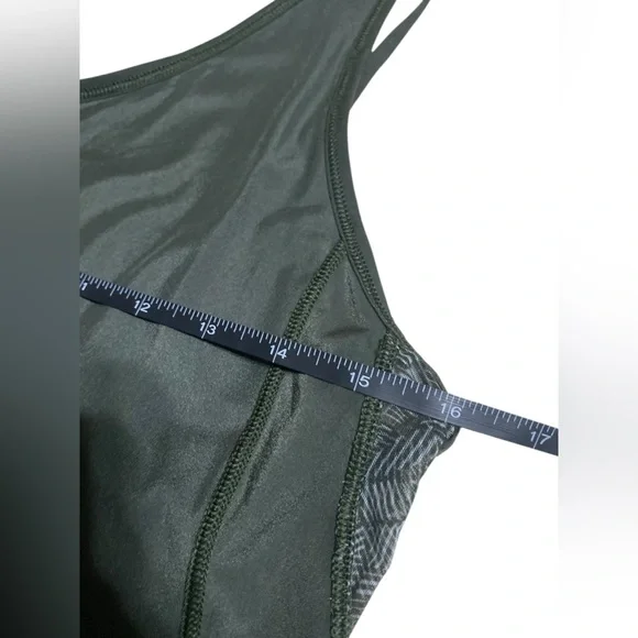 lululemon | medium lightweight olive green sheer open back tank - Picture 2 of 4